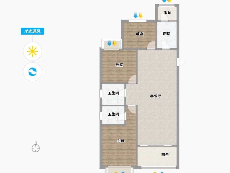 云南省-红河哈尼族彝族自治州-美景和府-95.47-户型库-采光通风