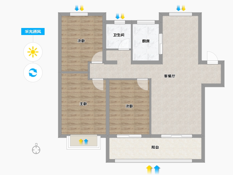 安徽省-阜阳市-奥山铂悦府-91.79-户型库-采光通风