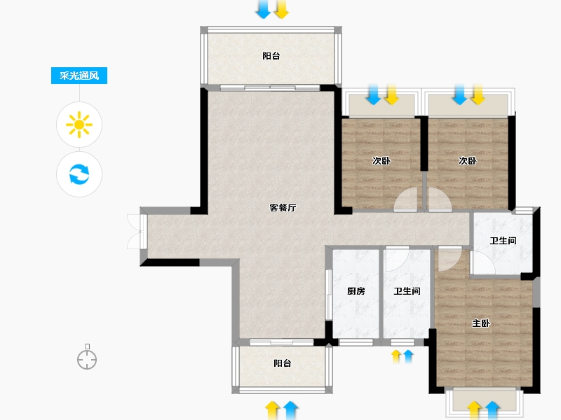 湖南省-邵阳市-龙熙府邸-105.90-户型库-采光通风