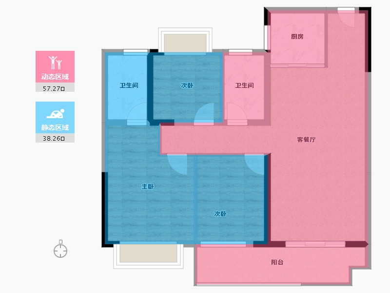 江西省-萍乡市-鼎鑫公元壹品-85.76-户型库-动静分区