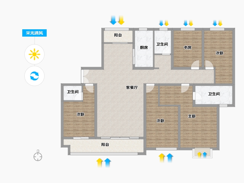 山东省-菏泽市-麟泰花园-176.00-户型库-采光通风