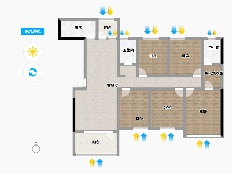 湖北省-咸宁市-金色海湾星河湾-121.23-户型库-采光通风