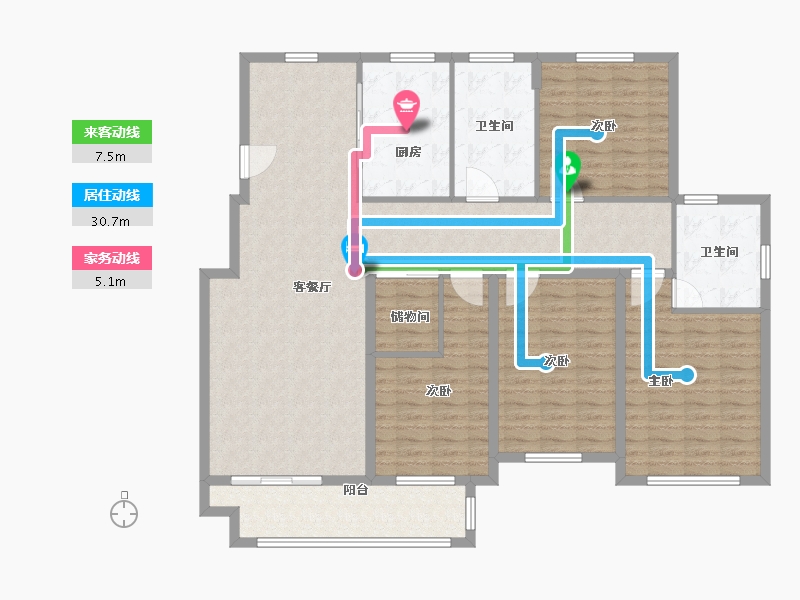 浙江省-绍兴市-青云锦苑-149.00-户型库-动静线