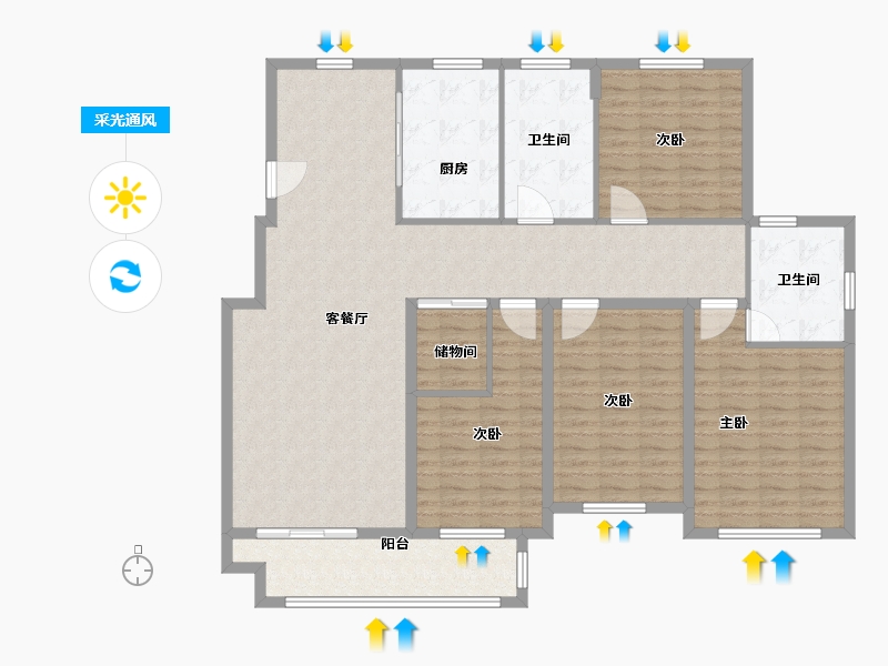 浙江省-绍兴市-青云锦苑-149.00-户型库-采光通风