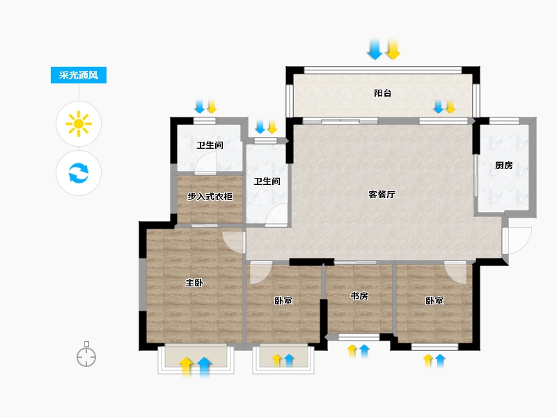 广西壮族自治区-贺州市-江湾幸福里-98.51-户型库-采光通风