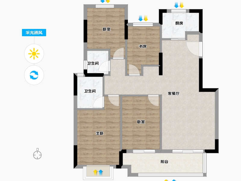 福建省-莆田市-保利城湖心岛Ⅱ-96.88-户型库-采光通风