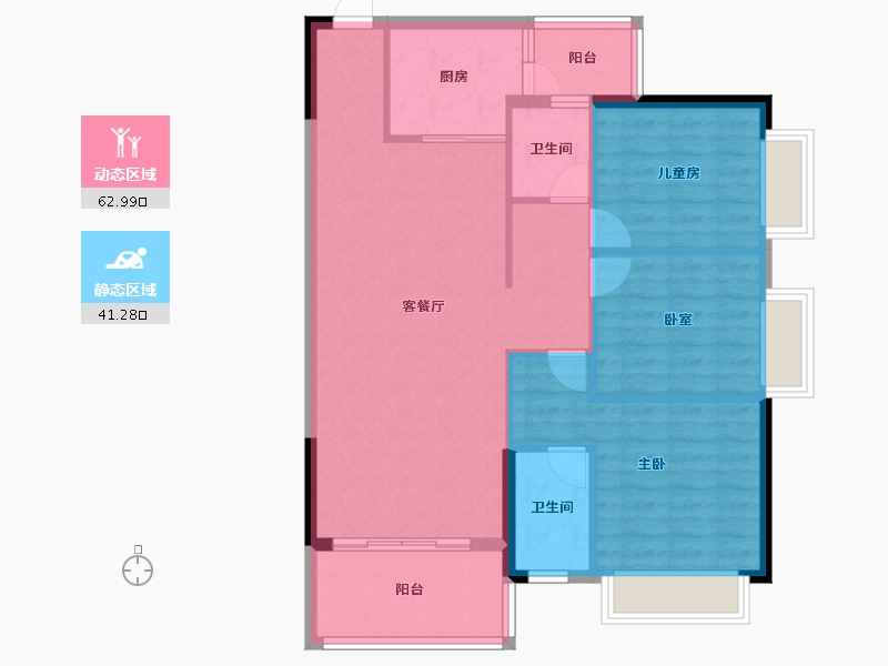 广西壮族自治区-贺州市-星都2期悦山府-94.79-户型库-动静分区