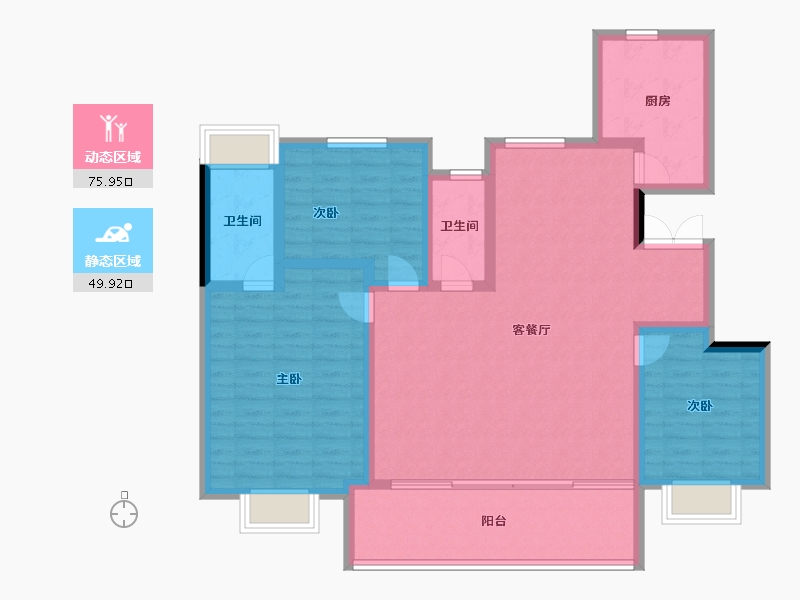 安徽省-宿州市-万成·桂花园-113.60-户型库-动静分区