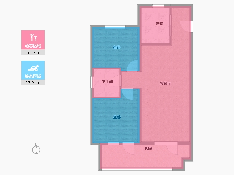 辽宁省-葫芦岛市-恒泰时间海-71.30-户型库-动静分区