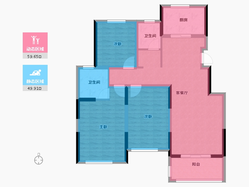 辽宁省-阜新市-东盛·阳光新城-97.60-户型库-动静分区