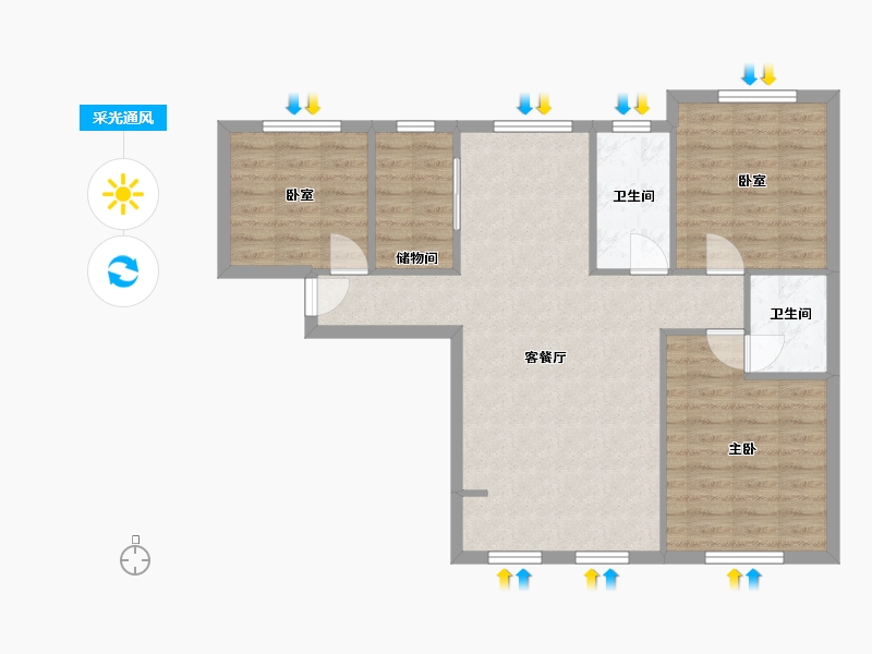 河北省-石家庄市-启锐园-102.00-户型库-采光通风