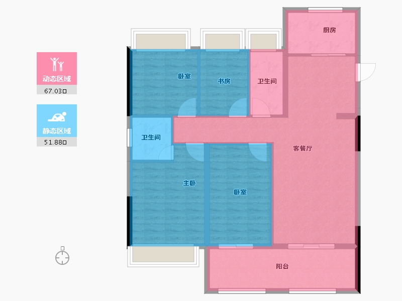 湖北省-咸宁市-咸宁·九樾-108.00-户型库-动静分区