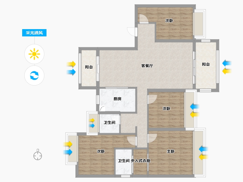 湖南省-张家界市-温泉华府-111.63-户型库-采光通风