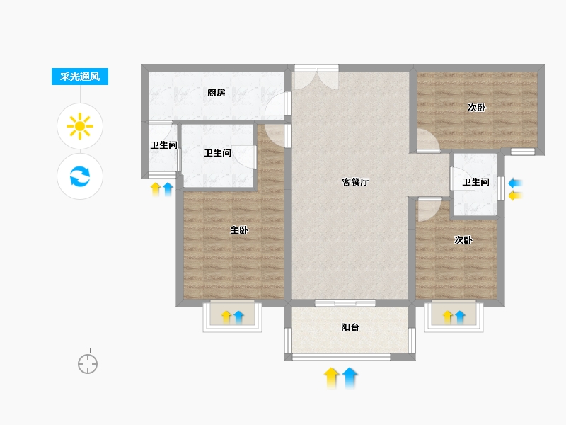 云南省-楚雄彝族自治州-彝海北岸-90.52-户型库-采光通风