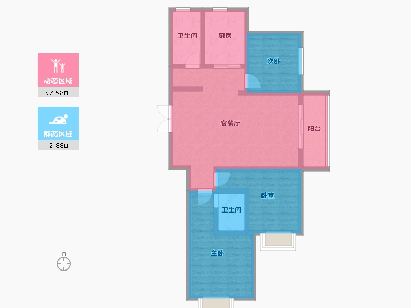 甘肃省-平凉市-兴盛茗馨佳园-88.74-户型库-动静分区