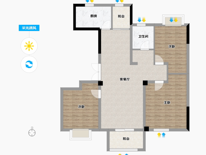 河南省-商丘市-顺鑫·满庭芳-103.50-户型库-采光通风