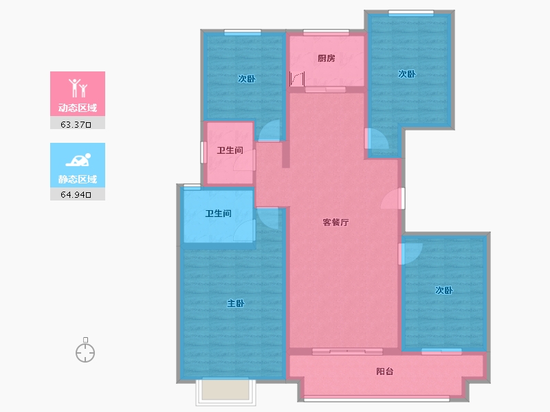 陕西省-西安市-大华锦绣前城-138.00-户型库-动静分区