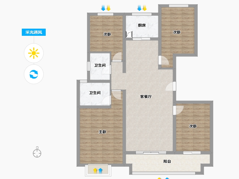 陕西省-西安市-大华锦绣前城-138.00-户型库-采光通风