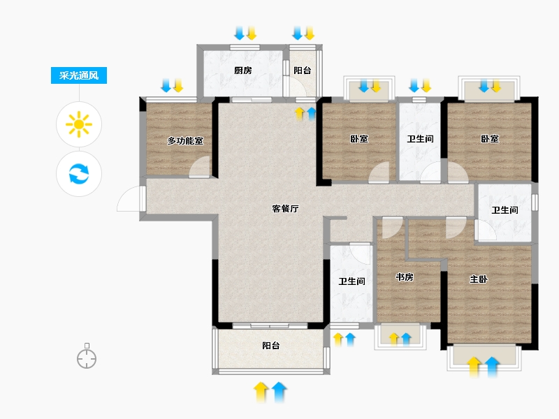 江西省-赣州市-云星·公园大第-134.40-户型库-采光通风