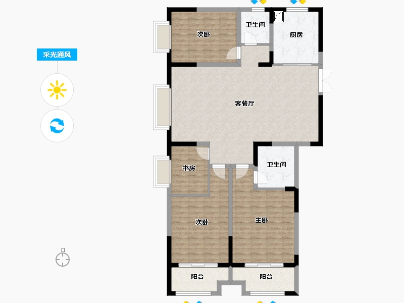 山东省-潍坊市-欧洲小镇-136.00-户型库-采光通风