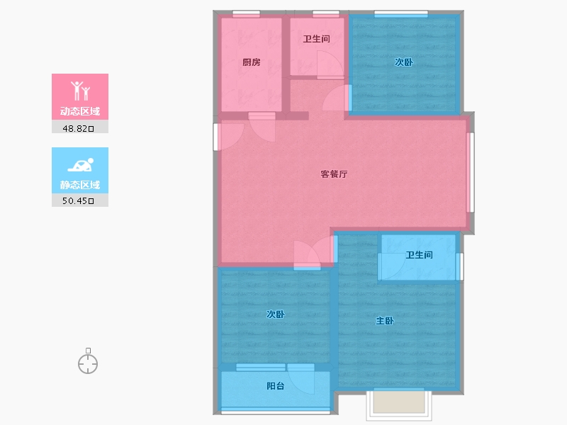 山东省-临沂市-幸福花城中心小区-88.23-户型库-动静分区