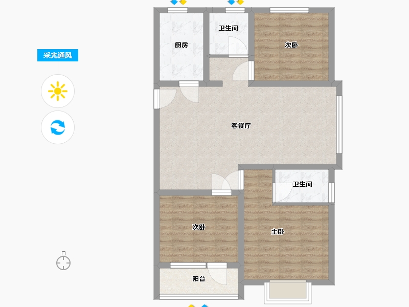 山东省-临沂市-幸福花城中心小区-88.23-户型库-采光通风