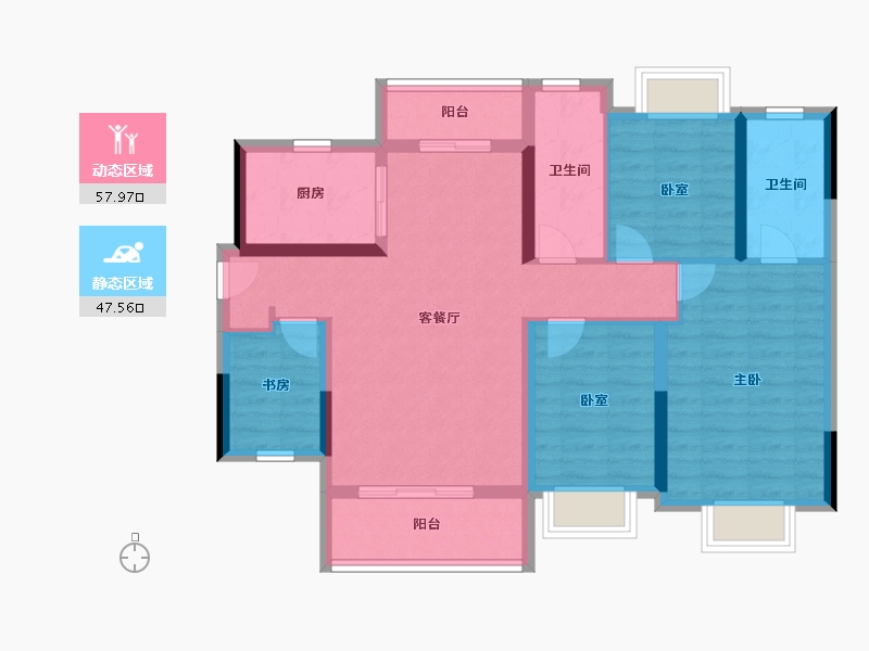 广东省-肇庆市-东澳御园-93.61-户型库-动静分区