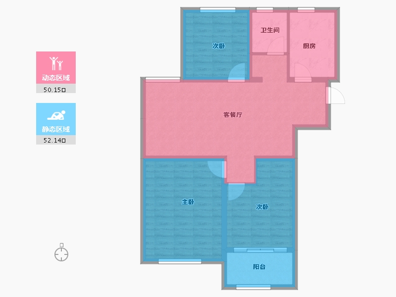 辽宁省-阜新市-东盛·阳光新城-92.00-户型库-动静分区