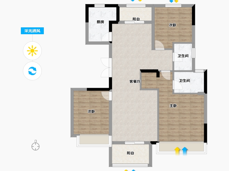 河南省-商丘市-恒坤·金御府-104.00-户型库-采光通风