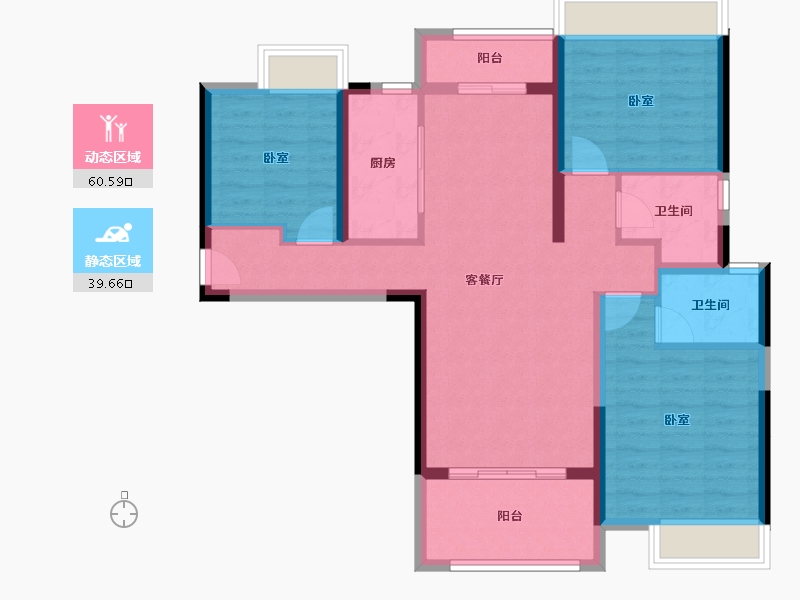 湖北省-荆门市-洋丰·象山玉园-89.29-户型库-动静分区