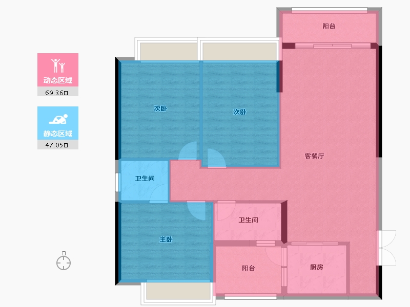 贵州省-黔东南苗族侗族自治州-学府人家-106.26-户型库-动静分区