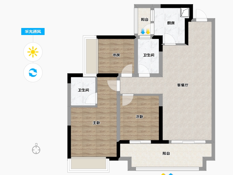 贵州省-贵阳市-吾悦广场-90.00-户型库-采光通风