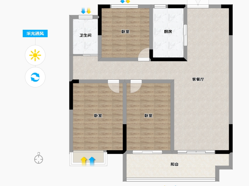 河南省-漯河市-攀恒泰和院-111.34-户型库-采光通风