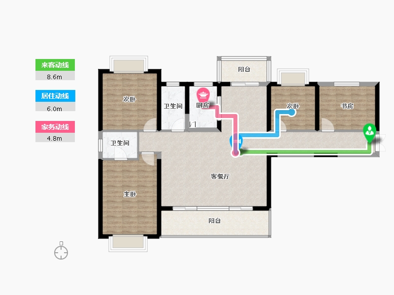 云南省-玉溪市-颐和翡翠府-123.85-户型库-动静线