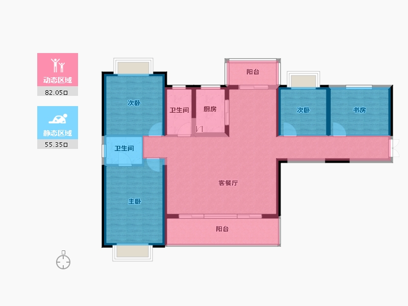 云南省-玉溪市-颐和翡翠府-123.85-户型库-动静分区