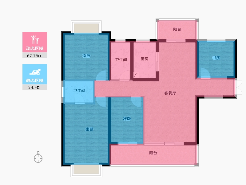 云南省-玉溪市-颐和翡翠府-108.93-户型库-动静分区