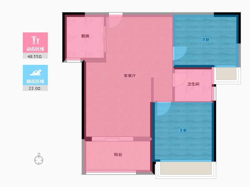 广西壮族自治区-钦州市-中地滨江壹號二区-64.43-户型库-动静分区