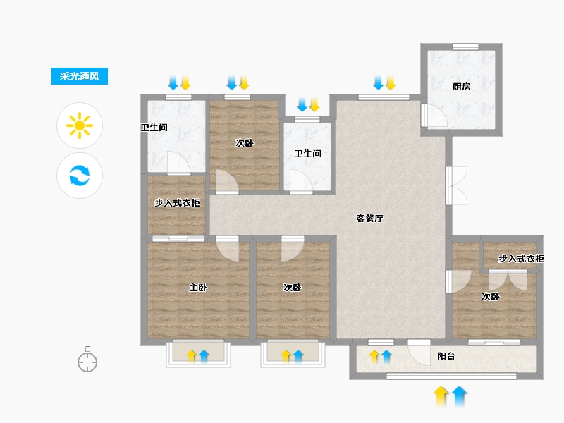 山东省-潍坊市-鲁商首府-126.44-户型库-采光通风