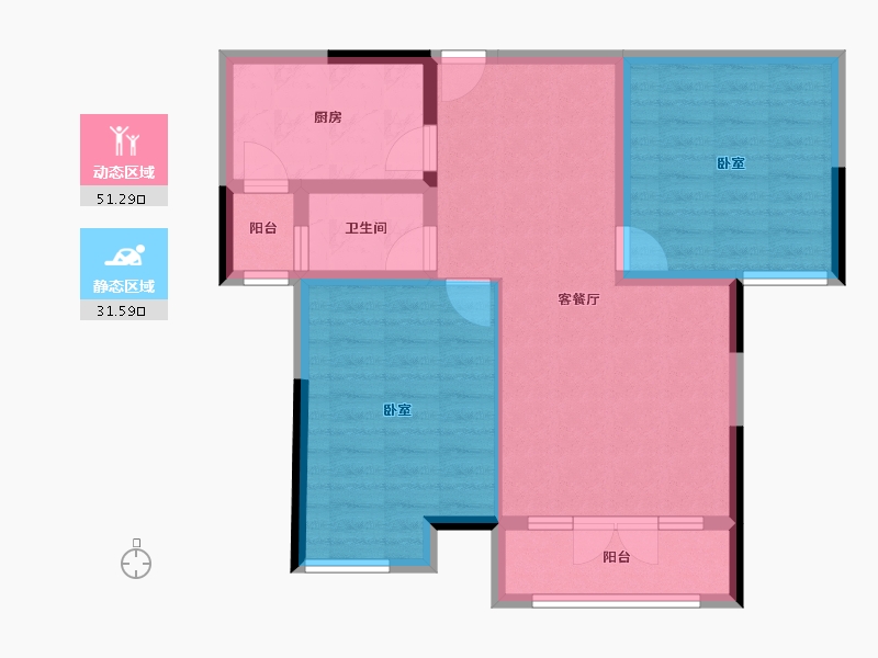 湖北省-咸宁市-九重锦·揽月公馆-73.82-户型库-动静分区