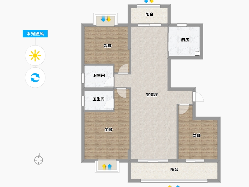 山东省-菏泽市-富邦历山湾​-106.40-户型库-采光通风