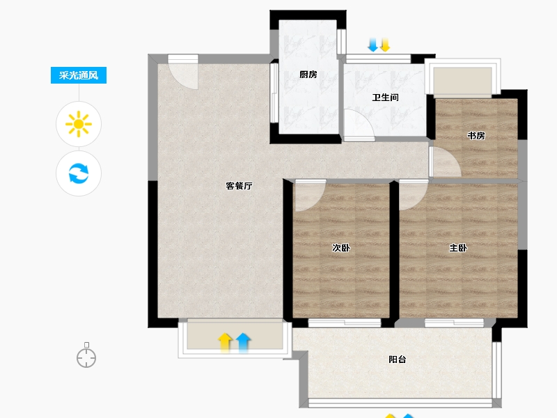 安徽省-阜阳市-罍街堂前樾-75.20-户型库-采光通风