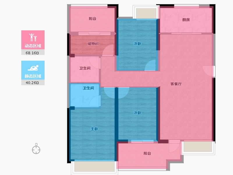 安徽省-阜阳市-罍街堂前樾-96.96-户型库-动静分区