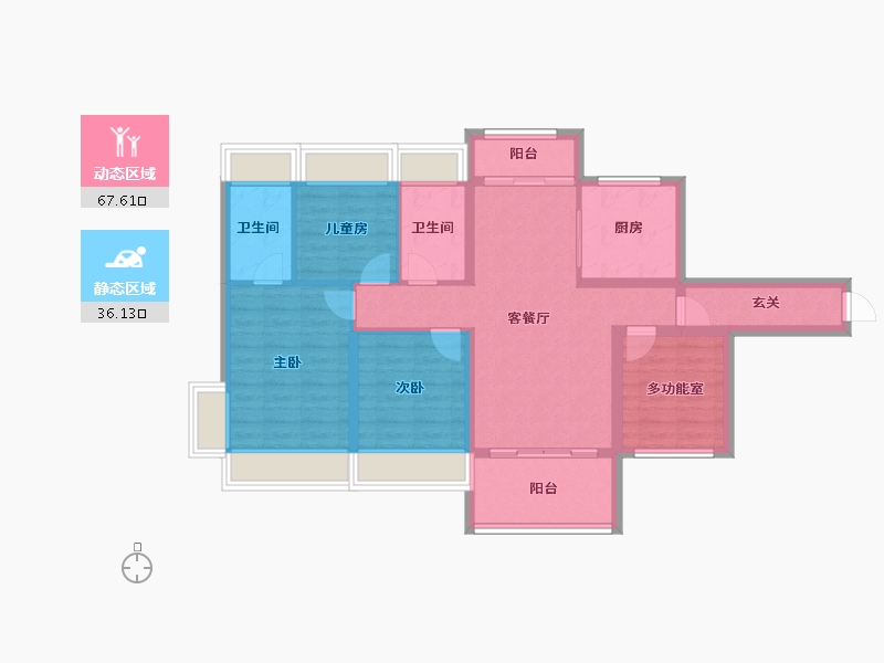 广东省-清远市-碧桂园·欢乐颂-94.46-户型库-动静分区