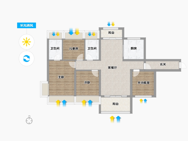 广东省-清远市-碧桂园·欢乐颂-94.46-户型库-采光通风