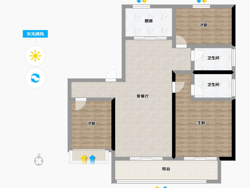 河北省-唐山市-唐山碧桂园凤凰星宸-108.15-户型库-采光通风