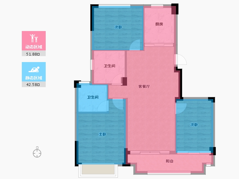 浙江省-金华市-商城朝阳万象-85.60-户型库-动静分区