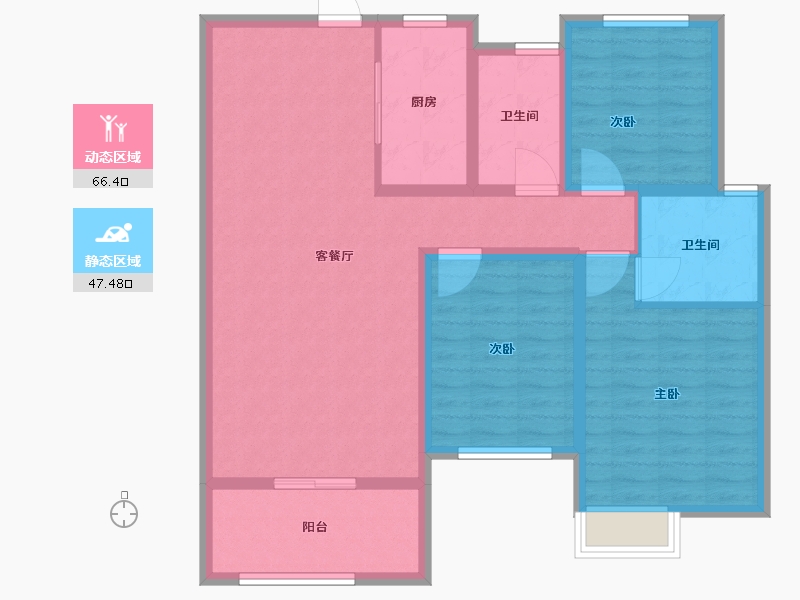 山东省-菏泽市-恒正福门里-102.00-户型库-动静分区