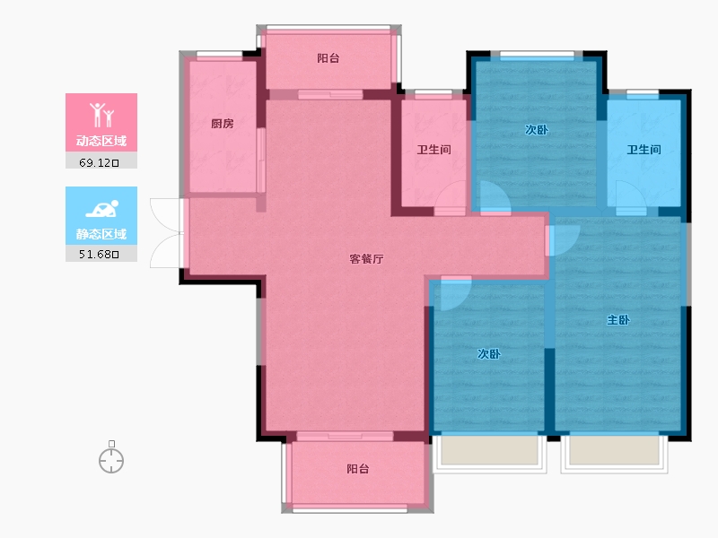 河南省-郑州市-海龙·昊坤苑-108.00-户型库-动静分区