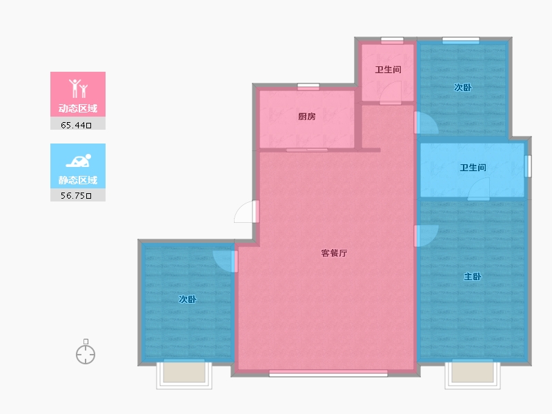 河北省-秦皇岛市-中冶德贤华府-111.20-户型库-动静分区