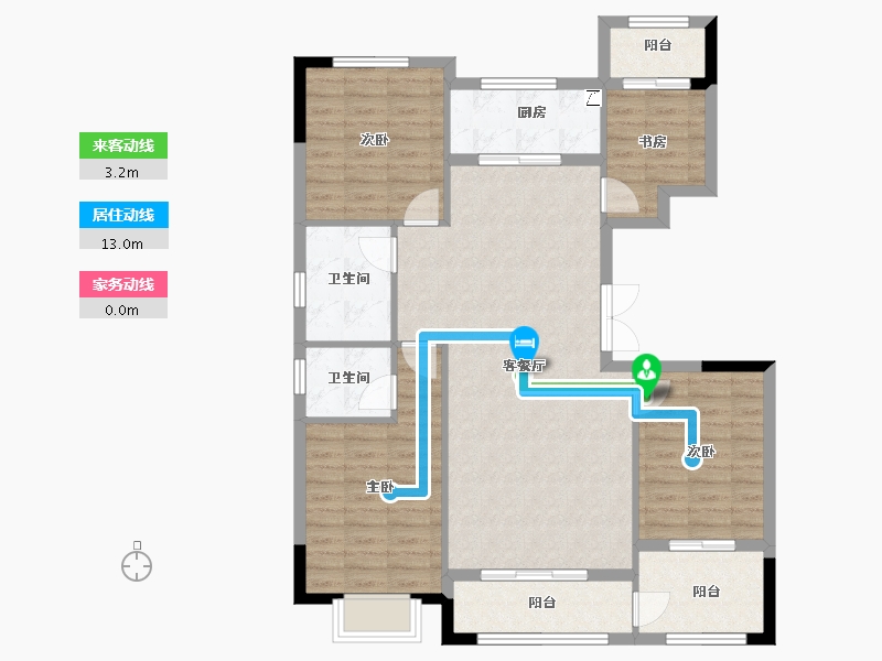 甘肃省-酒泉市-天诚·壹号公馆住宅小区-105.27-户型库-动静线